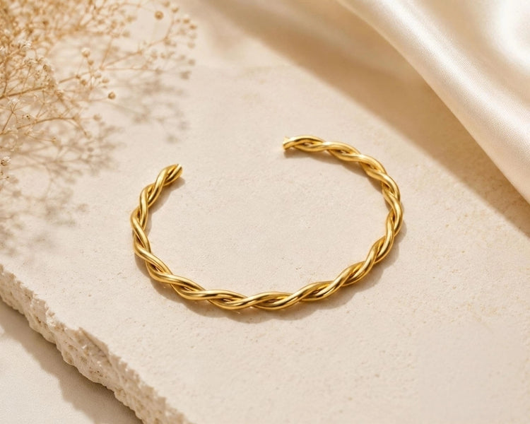 Golden Twist Stainless Steel Cuff Bracelet