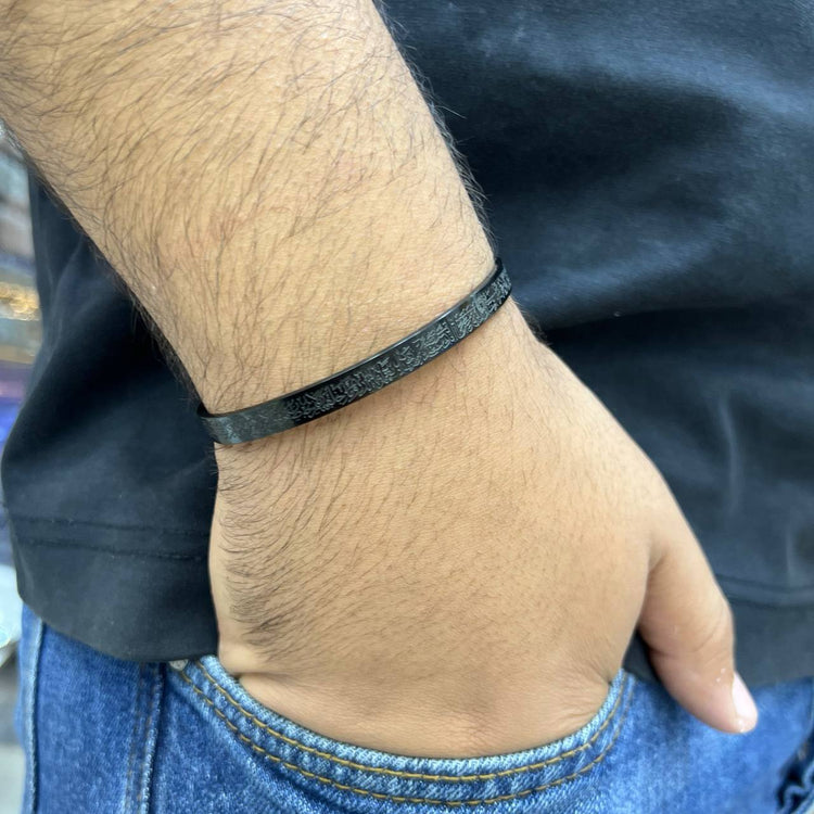 Black Arabic Calligraphy Cuff Stainless Steel Men Bracelet