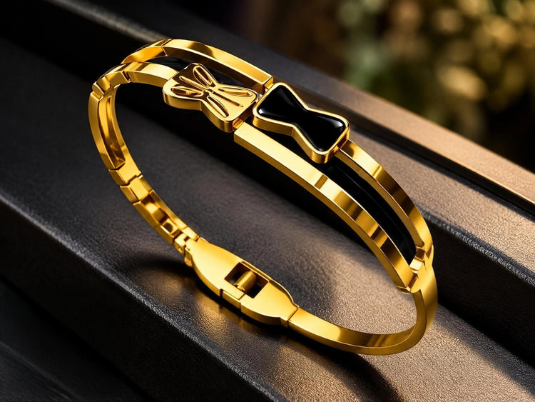 Black Bow Stainless Steel Bangle