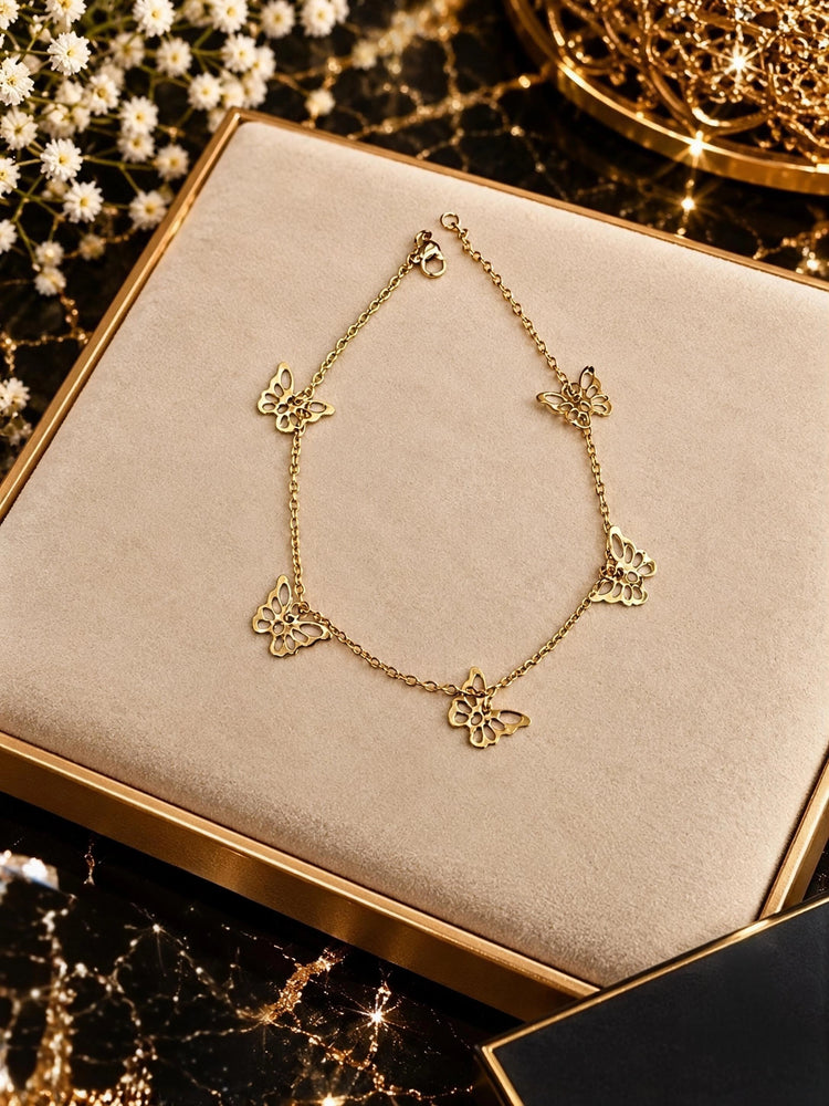 Butterfly Charm Stainless Steel Anklet