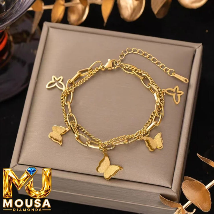 Butterfly Charm Stainless Steel Bracelet