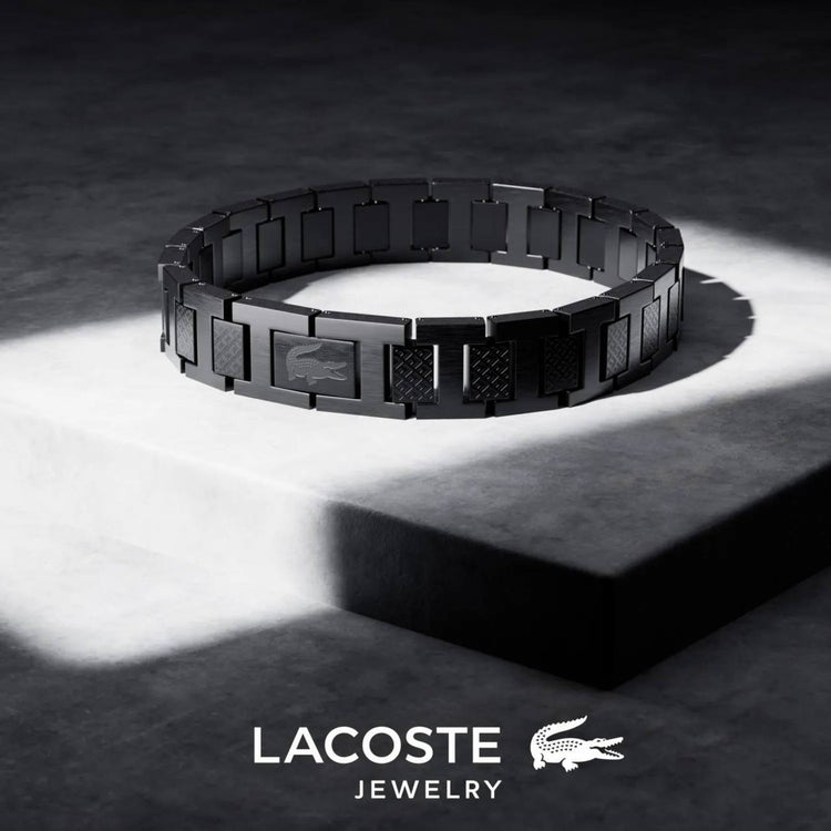 Black Lacoste Stainless Steel Men Bracelet
