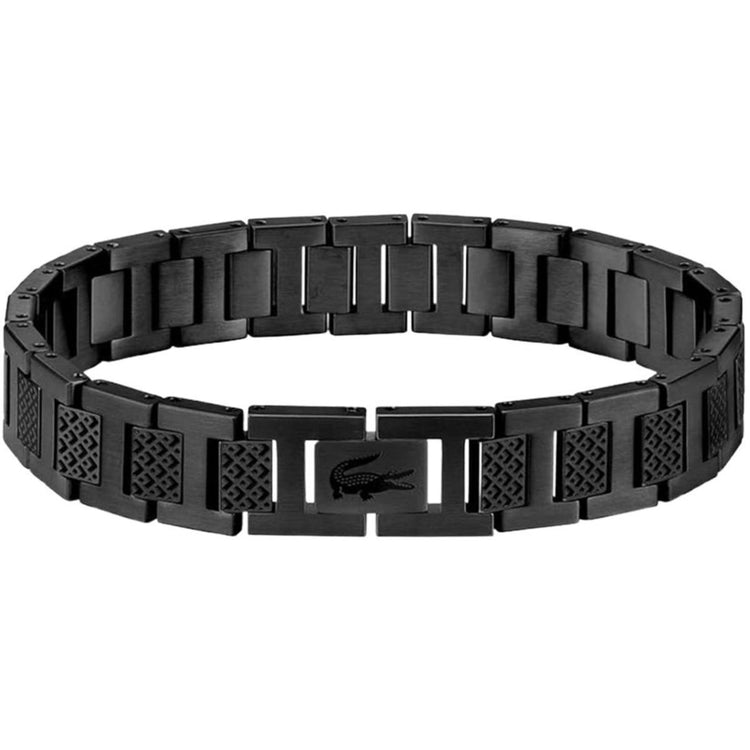 Black Lacoste Stainless Steel Men Bracelet