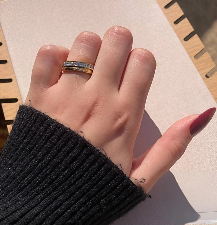 Cartier Twins Zircon Stone Stainless Steel Gold Plated Ring