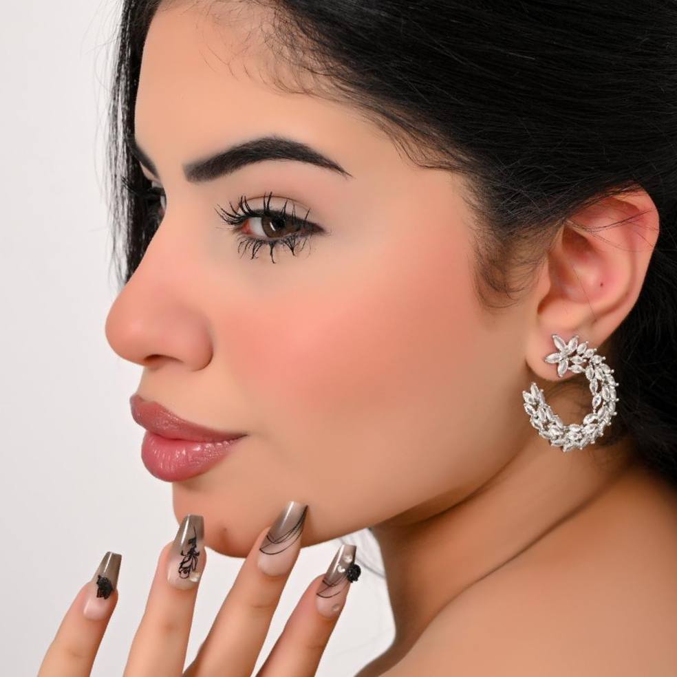 Silver Floral Wreath Zircon Stone Stainless Steel Earrings