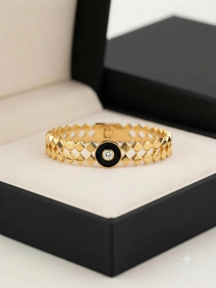 Black Evil Eye Stainless Steel Bangle