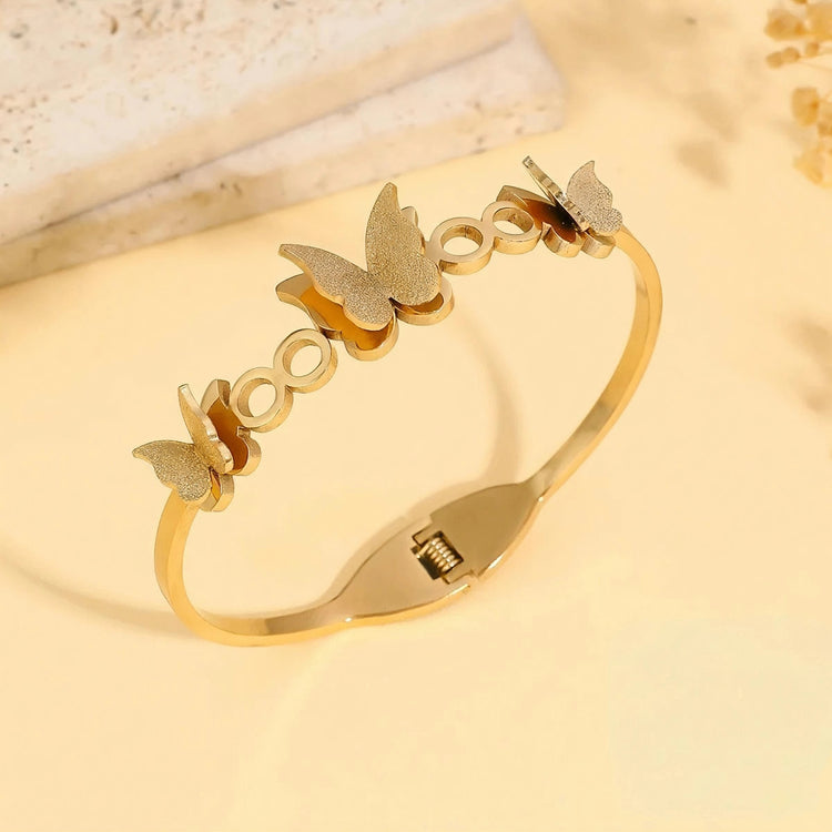 Golden Butterfly Stainless Steel Bangle