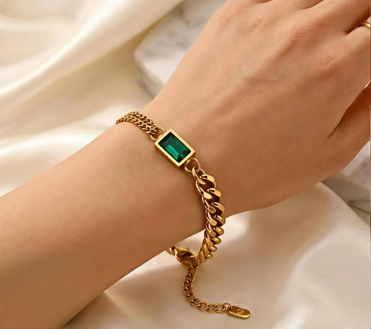 Green Stone Stainless Steel Bracelet