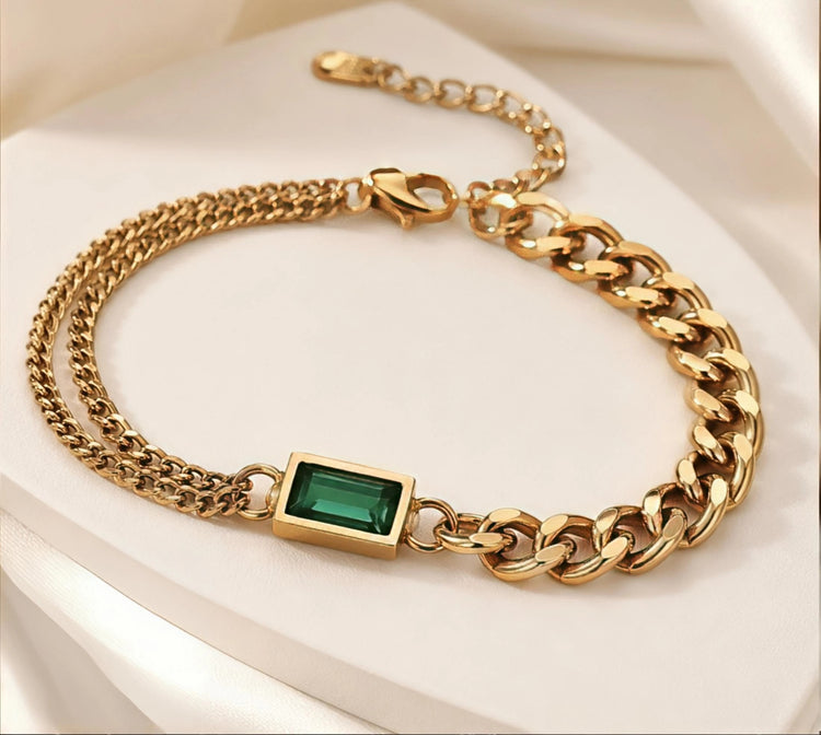 Green Stone Stainless Steel Bracelet