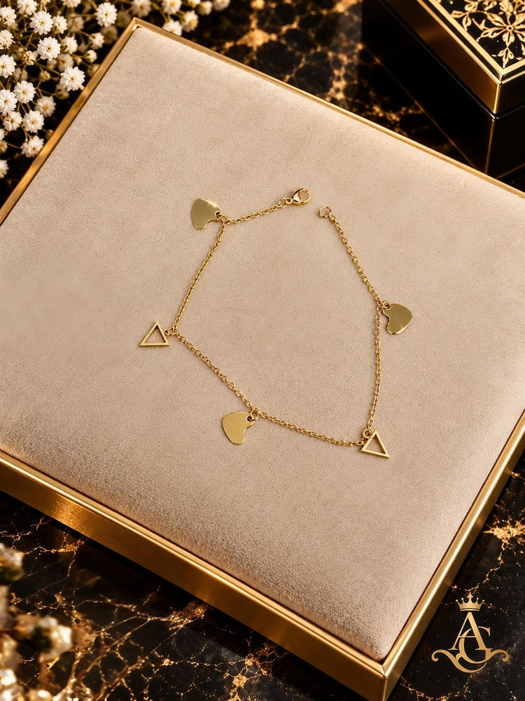 Heart & Triangle Stainless Steel Anklet