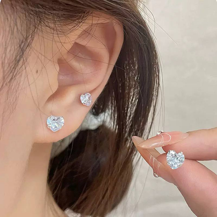 Gold Heart Zircon Stone Stainless Steel Gold Plated Flat Back Piercing
