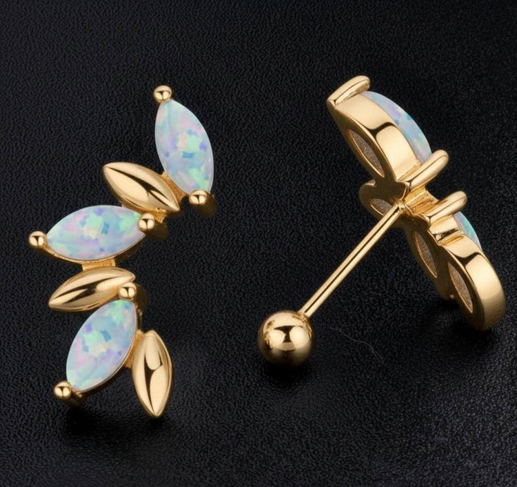 Gold Iridescent Leaf Stainless Steel Gold Plated Piercing