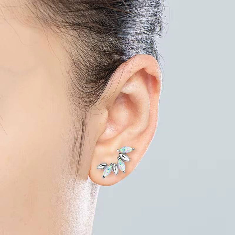 Silver Iridescent Leaf Stainless Steel Piercing