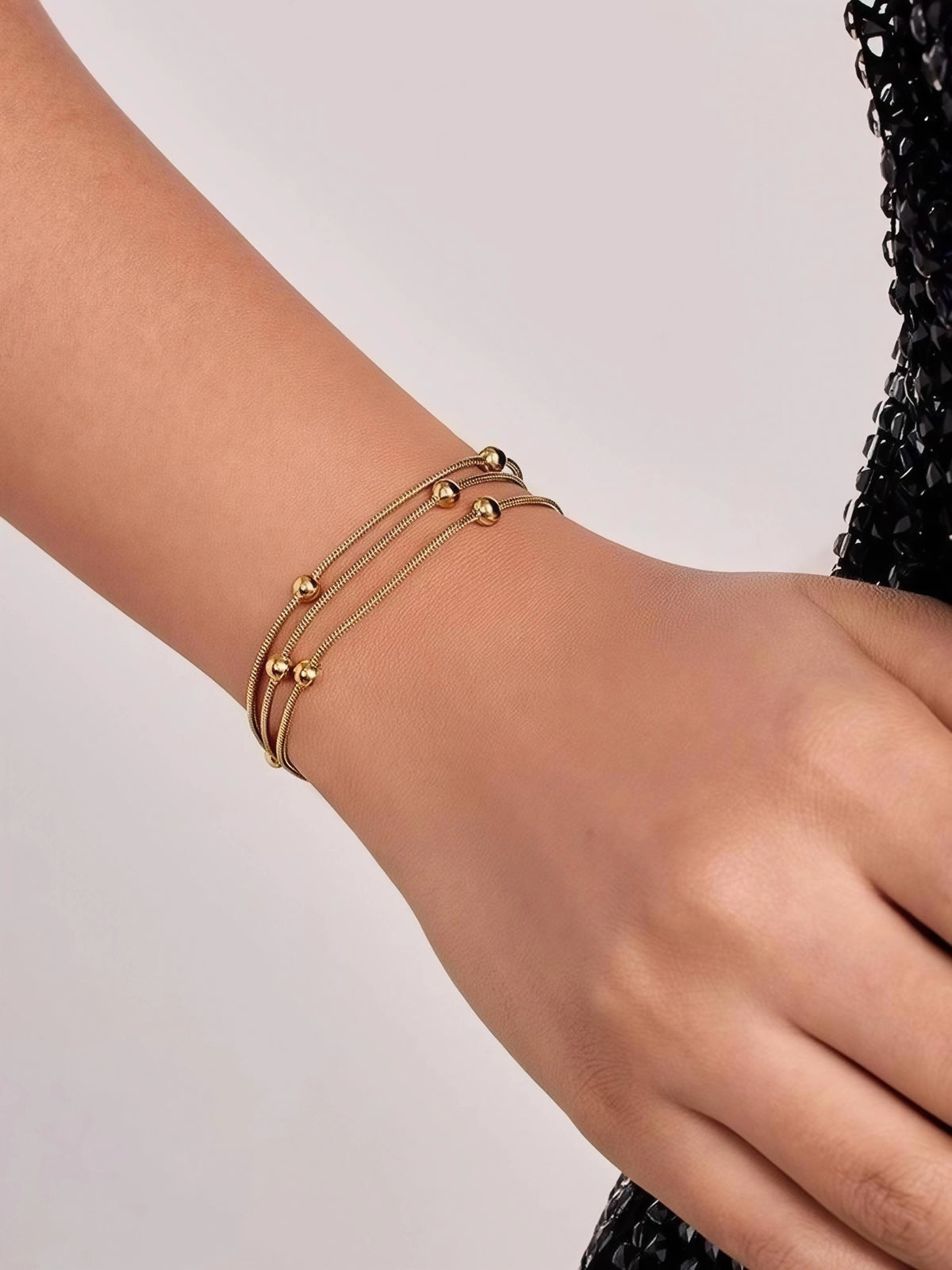 Layered Bead Stainless Steel Bracelet