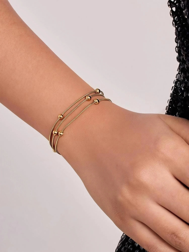 Layered Bead Stainless Steel Bracelet