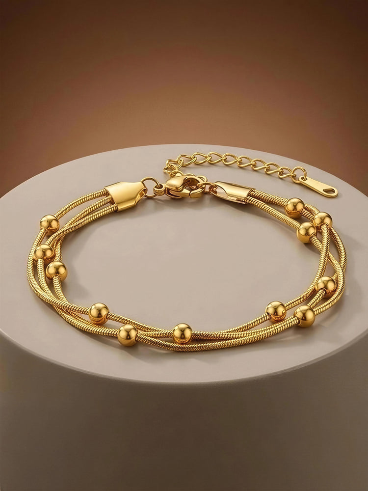 Layered Bead Stainless Steel Bracelet