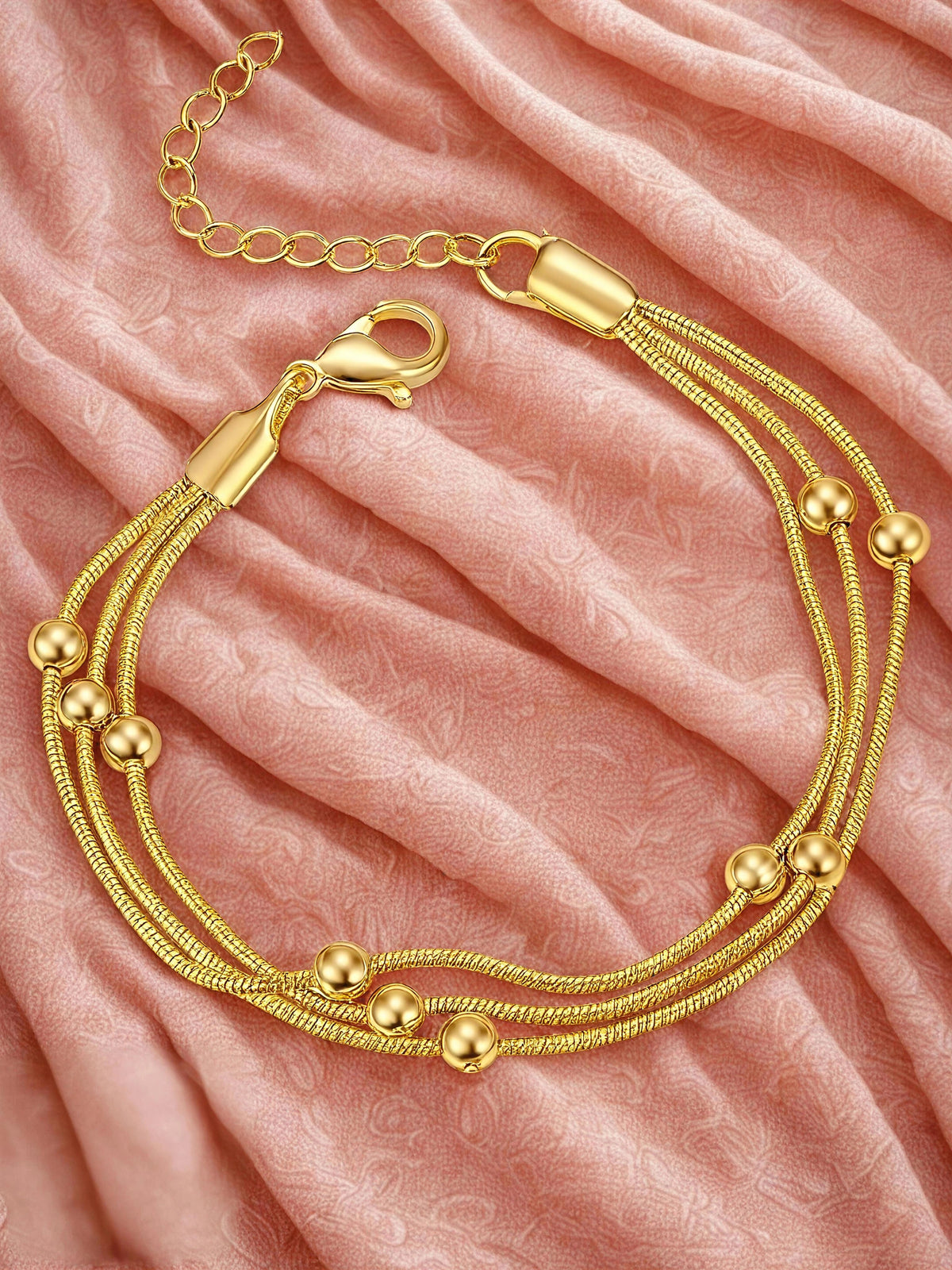 Layered Bead Stainless Steel Bracelet