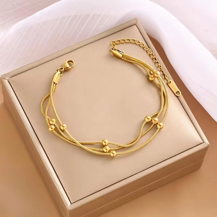 Layered Bead Stainless Steel Bracelet
