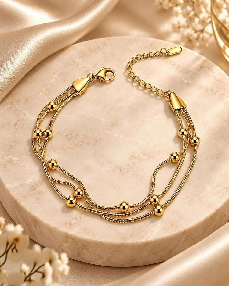 Layered Bead Stainless Steel Bracelet