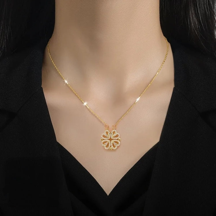 Magnetic Clover Hearts Stainless Steel Necklace