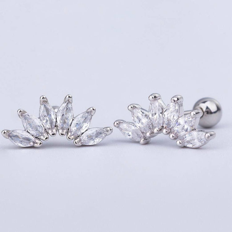 Silver Marquise Fan Zircon Stone Stainless Steel Piercing