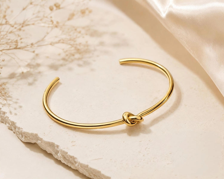 Minimal Knot Stainless Steel Gold Plated Cuff Bracelet