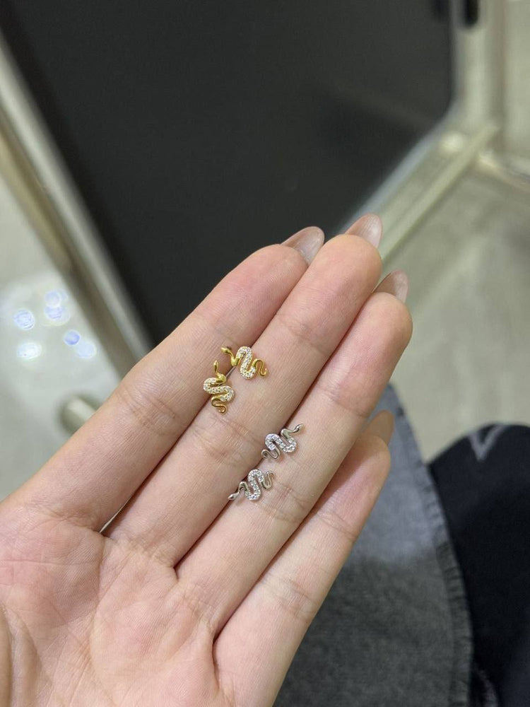 Gold Pave Snake Zircon Stone Stainless Steel Gold Plated Piercing