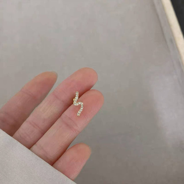 Gold Pave Wave Zircon Stone Stainless Steel Gold Plated Piercing
