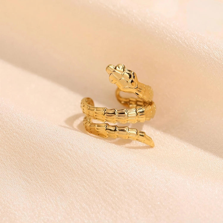 Segmented Snake Coil Stainless Steel Gold Plated Free Size Ring