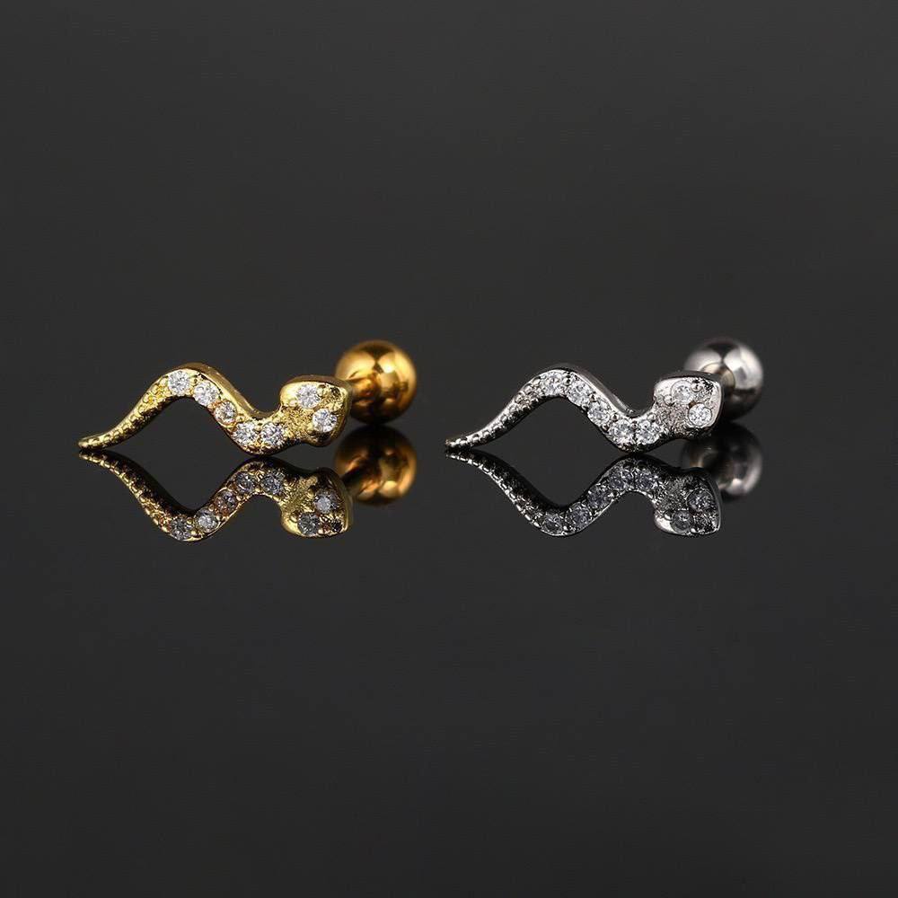Silver Snake Zircon Stone Stainless Steel Piercing