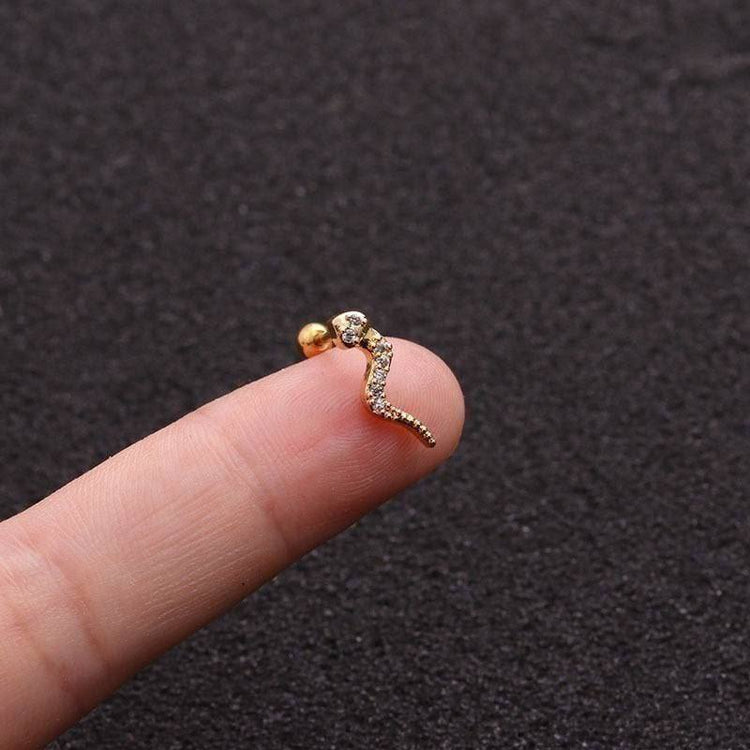 Gold Snake Zircon Stone Stainless Steel Gold Plated Piercing