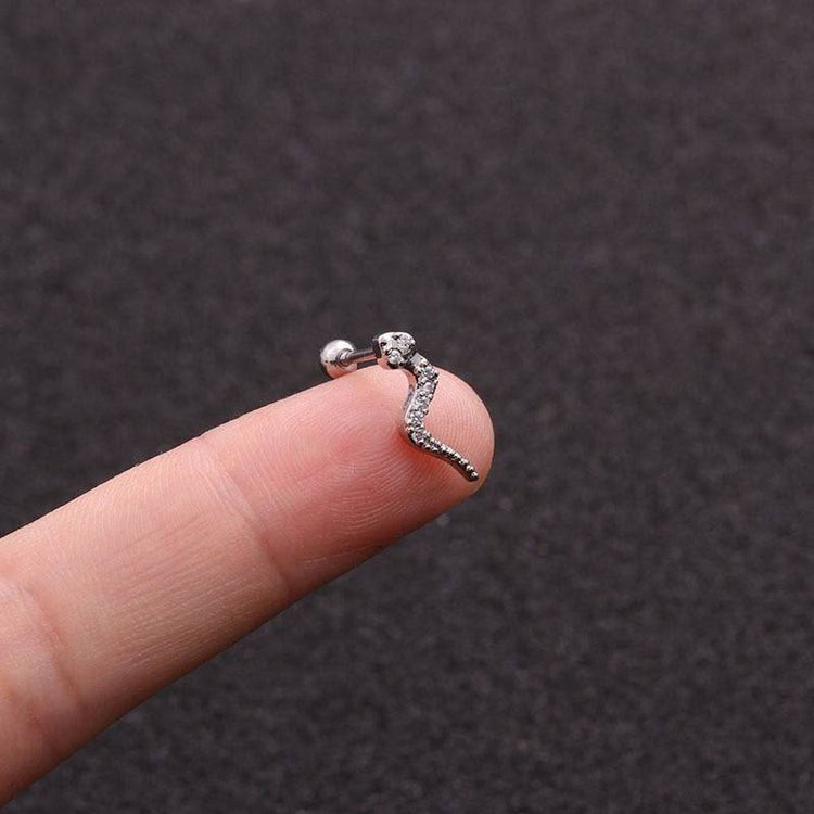 Silver Snake Zircon Stone Stainless Steel Piercing