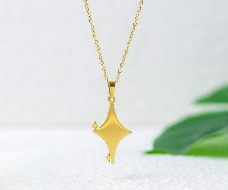 Sparkle Star Stainless Steel Gold Plated Necklace