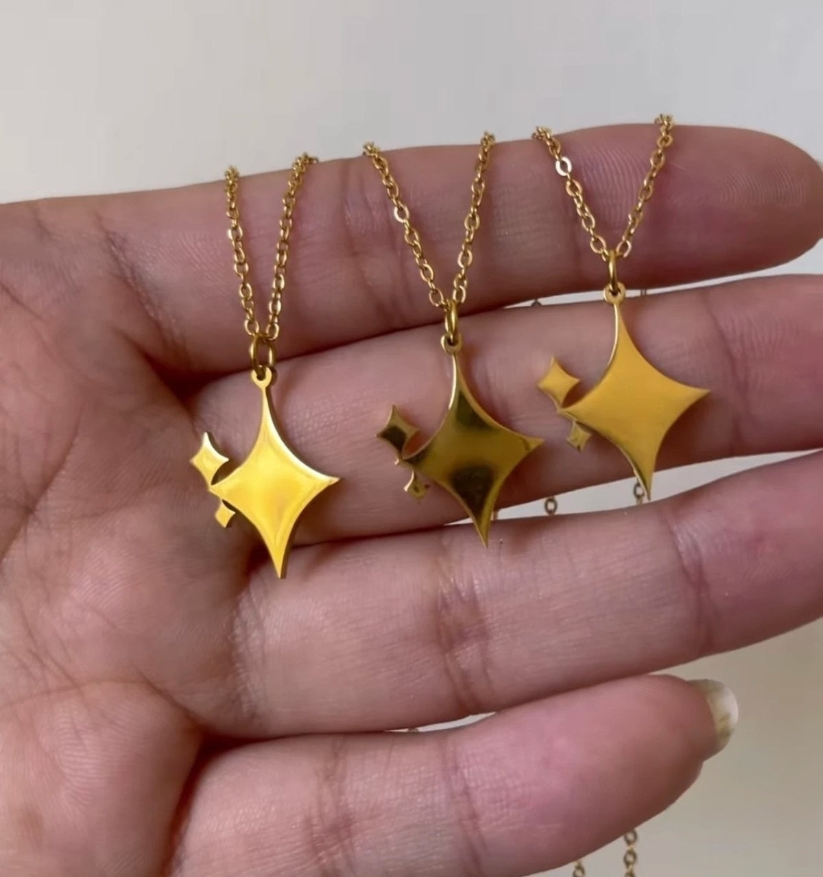 Sparkle Star Stainless Steel Gold Plated Necklace