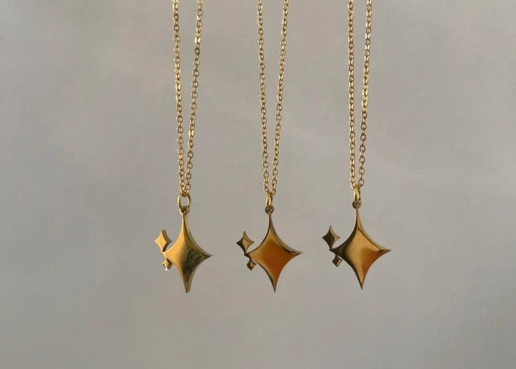 Sparkle Star Stainless Steel Gold Plated Necklace