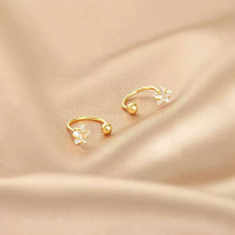 Gold Star and Ball Zircon Stone Stainless Steel Gold Plated Piercing