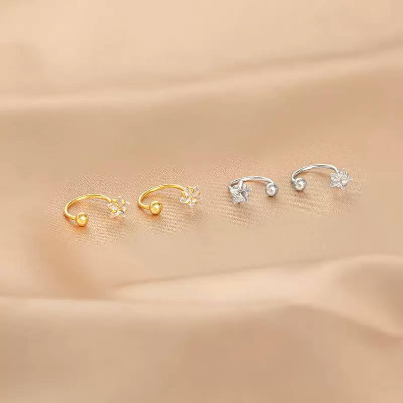 Silver Star and Ball Zircon Stone Stainless Steel Piercing