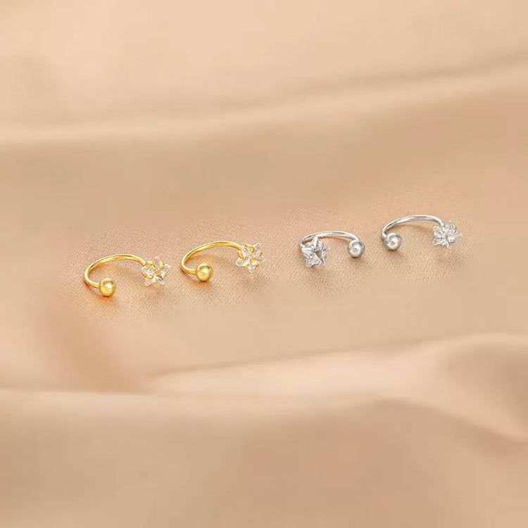 Silver Star and Ball Zircon Stone Stainless Steel Piercing