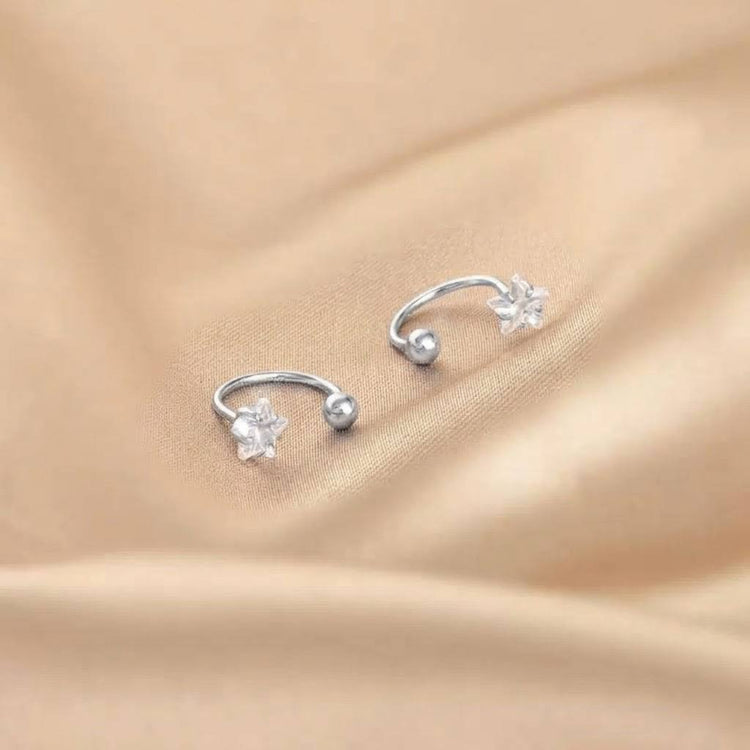 Silver Star and Ball Zircon Stone Stainless Steel Piercing