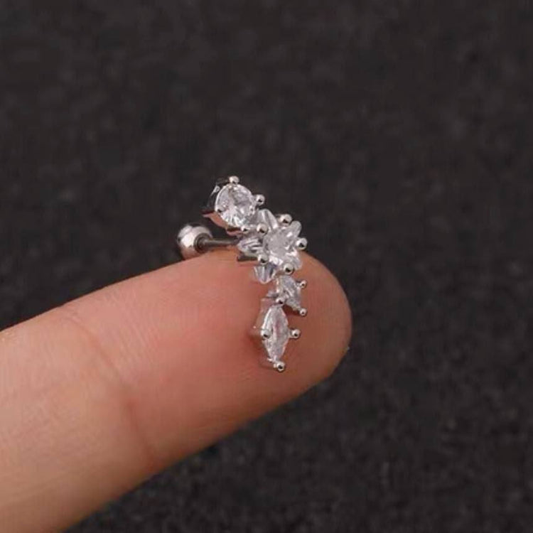 Silver Star Cluster Zircon Stone Stainless Steel Piercing