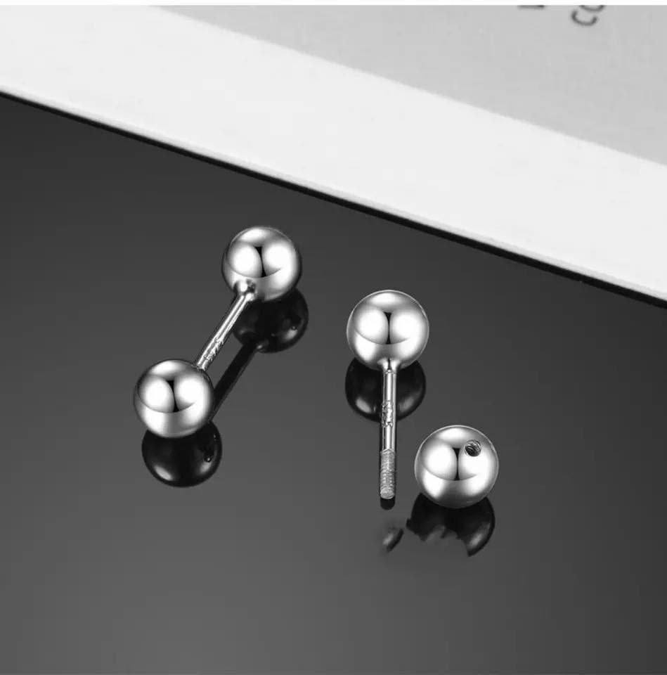 Silver Straight Double Ball Stainless Steel Piercing