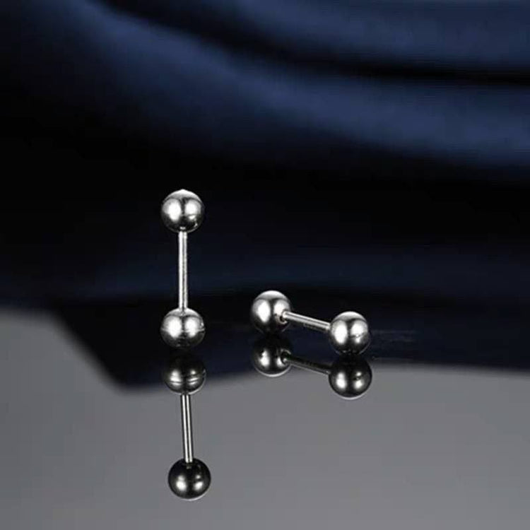 Silver Straight Double Ball Stainless Steel Piercing
