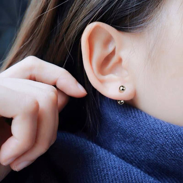 Silver Straight Double Ball Stainless Steel Piercing