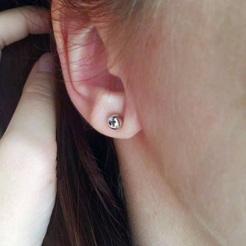Silver Straight Double Ball Stainless Steel Piercing