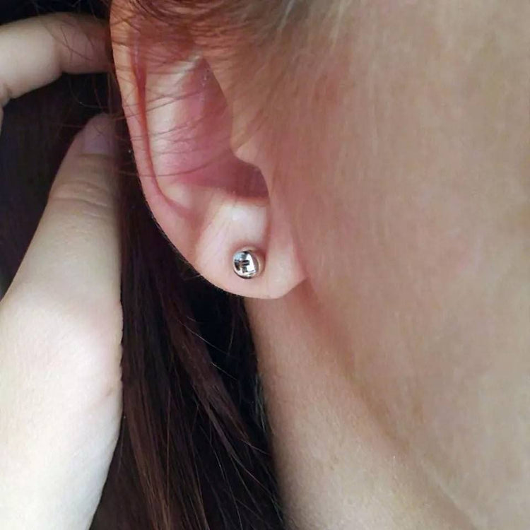 Silver Straight Double Ball Stainless Steel Piercing
