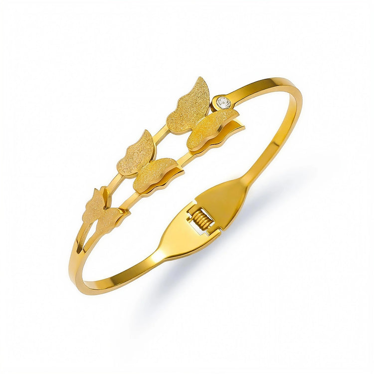 Triple Butterfly Stainless Steel Bangle