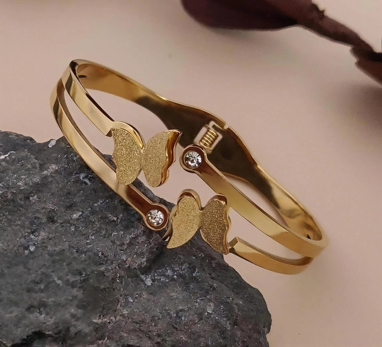 Twin Butterfly Stainless Steel Bangle