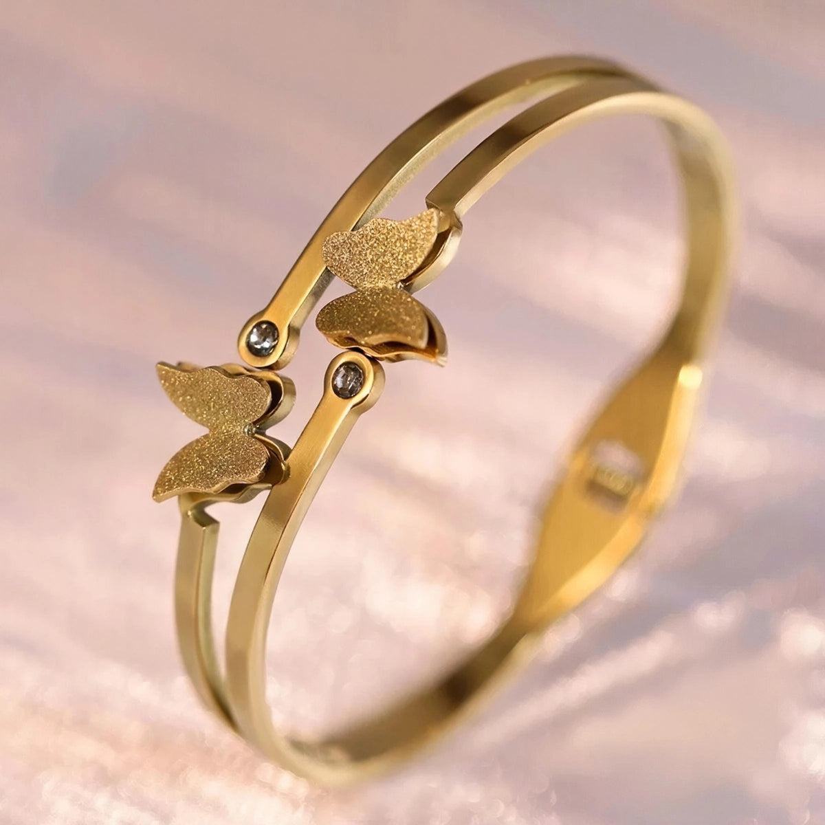Twin Butterfly Stainless Steel Bangle
