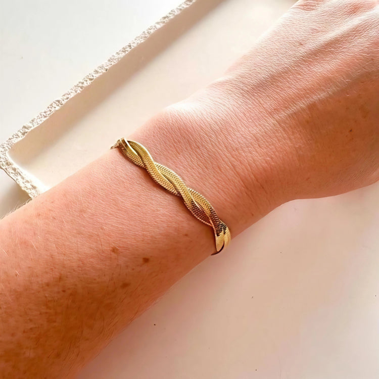 Twisted Herringbone Stainless Steel Bracelet