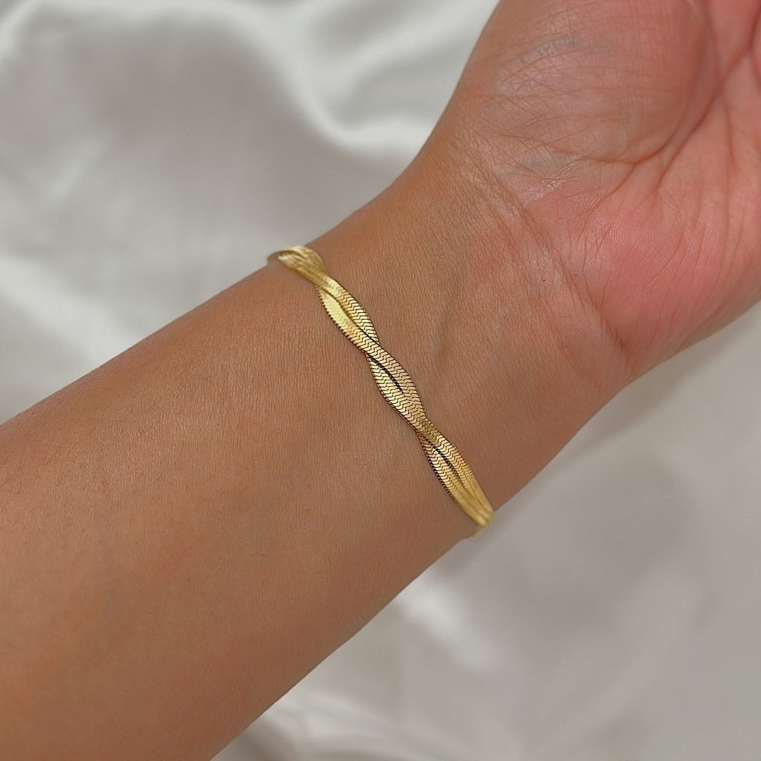 Twisted Herringbone Stainless Steel Bracelet